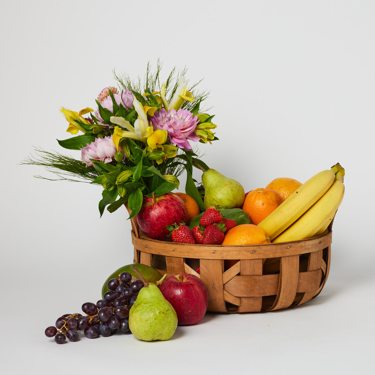 Flowers and Orchard Fruit Basket